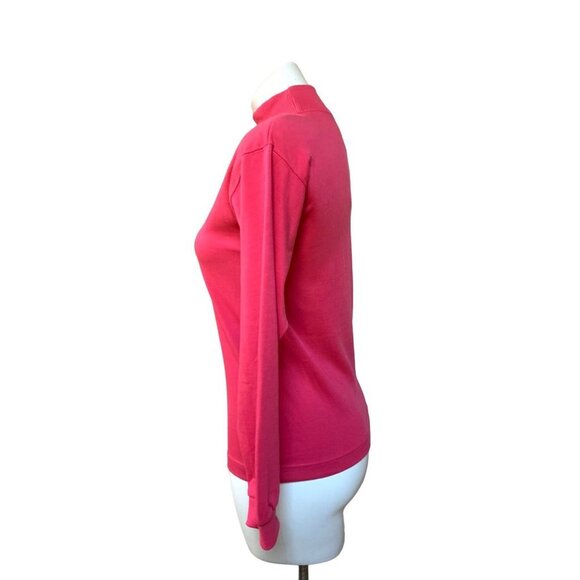 Vintage 80s Pink Turtleneck Shirt Embroidered Flags Petite Small - Picture 4 of 7